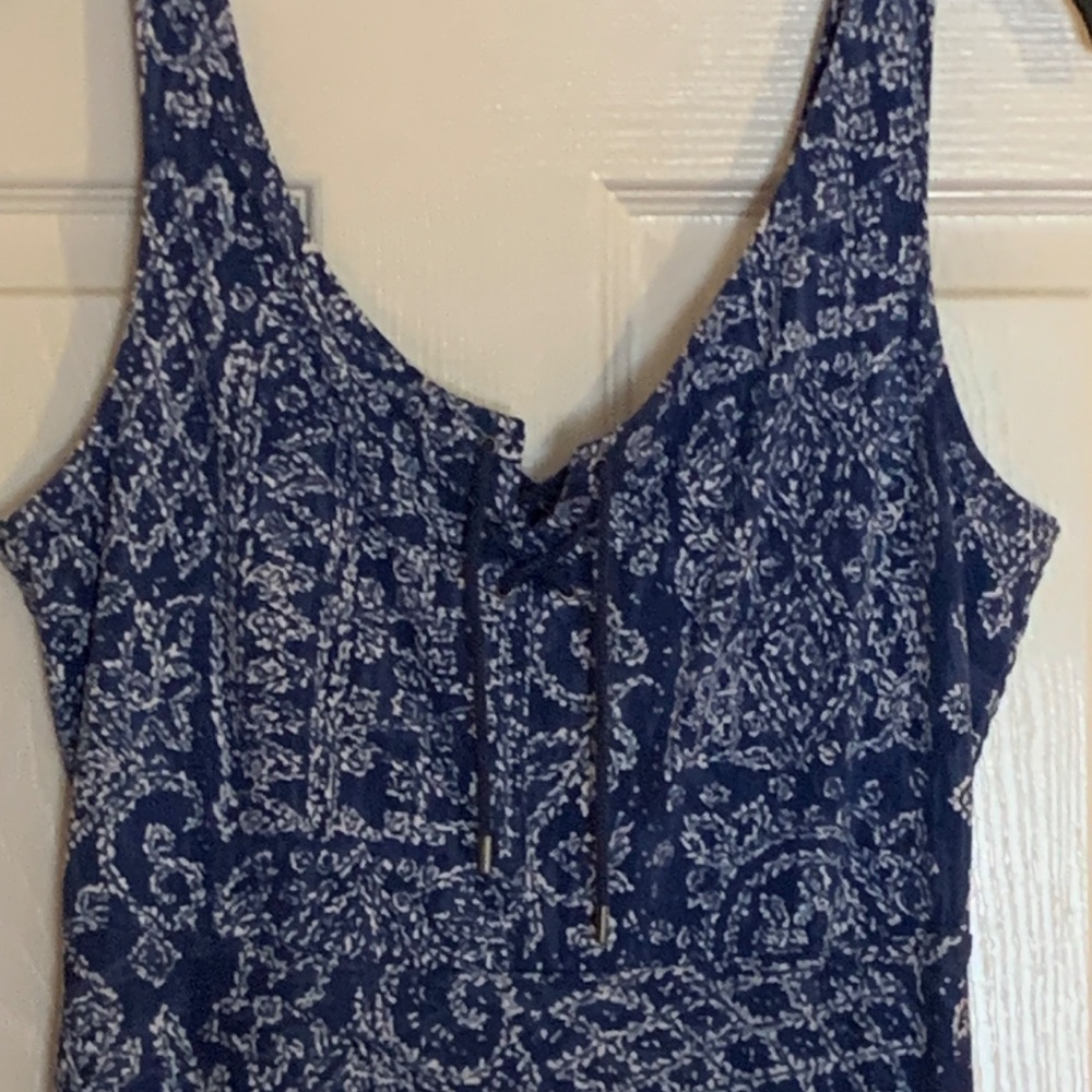 Chaps Maxi Dress, Blue and White, Size Petite Medium - Picture 2 of 12